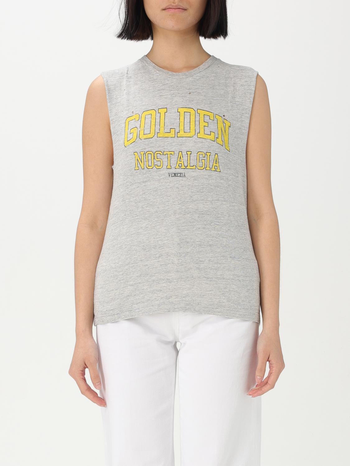 Golden Goose Grey Crewneck Top With Logo Lettering Print On The Front In Grey
