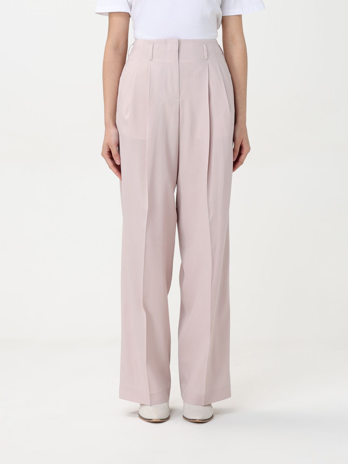 Golden Goose Light Pink Wide-leg Trousers In Wool In Pink