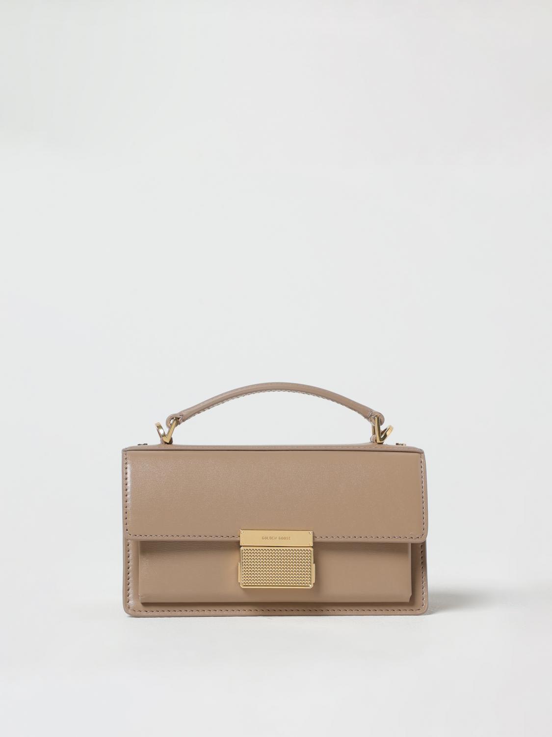 Golden Goose Deluxe Brand Structured Handbag With Gold-tone Clasp And Versatile Straps In Dove Grey
