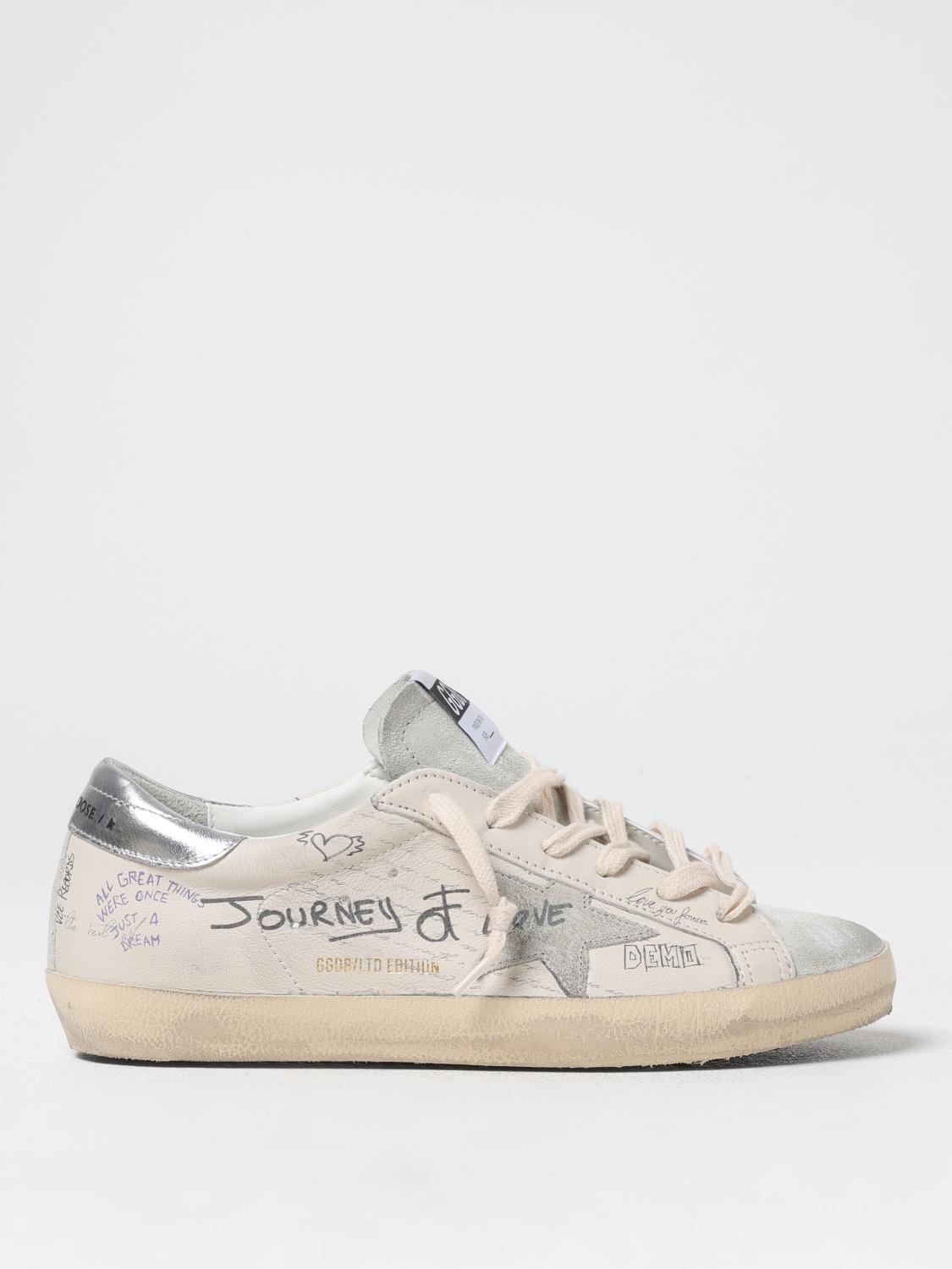 Golden Goose Superstar Sneakers In White Suede And Leather In White