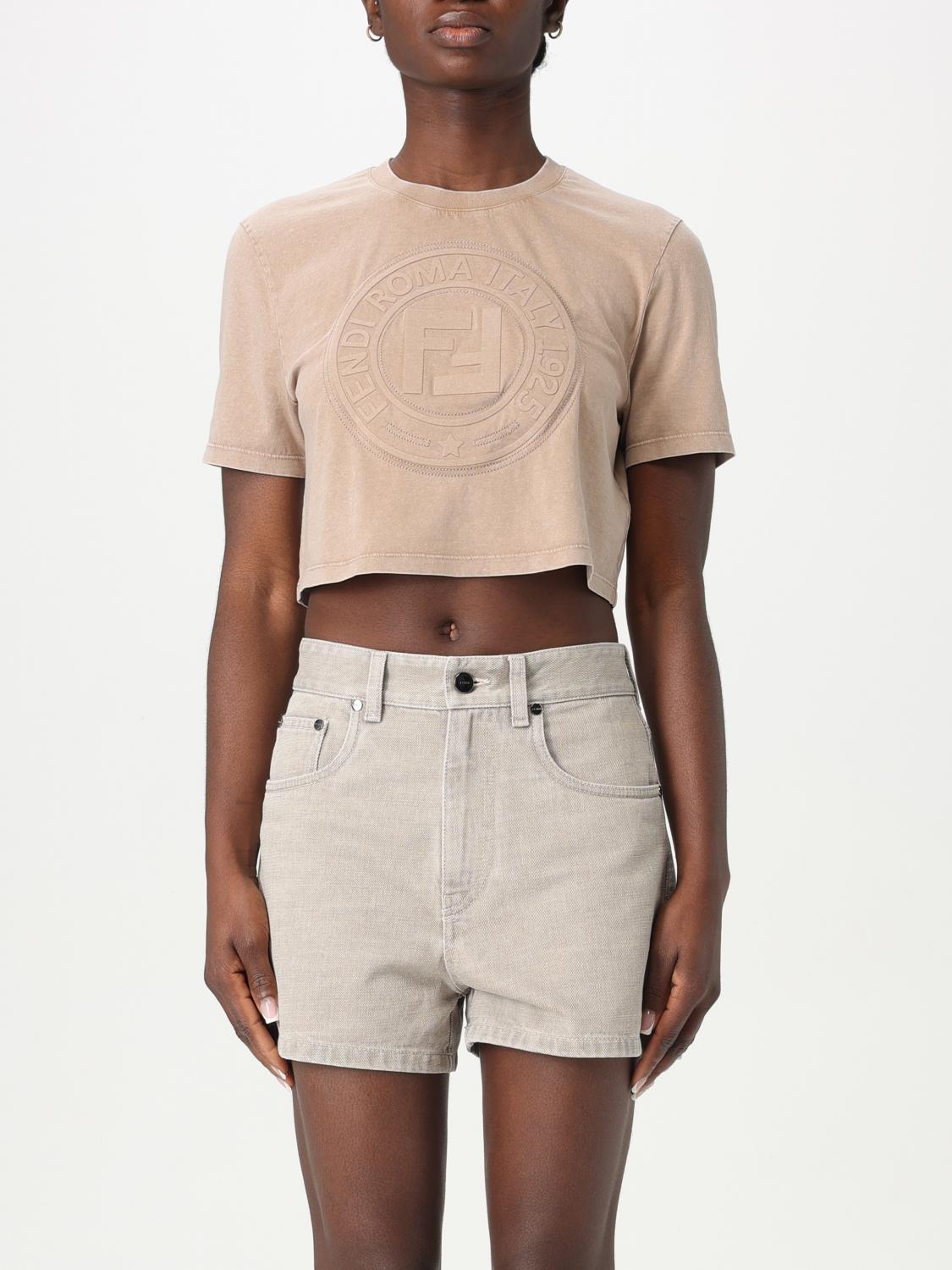 FENDI T-shirt cropped in cotone