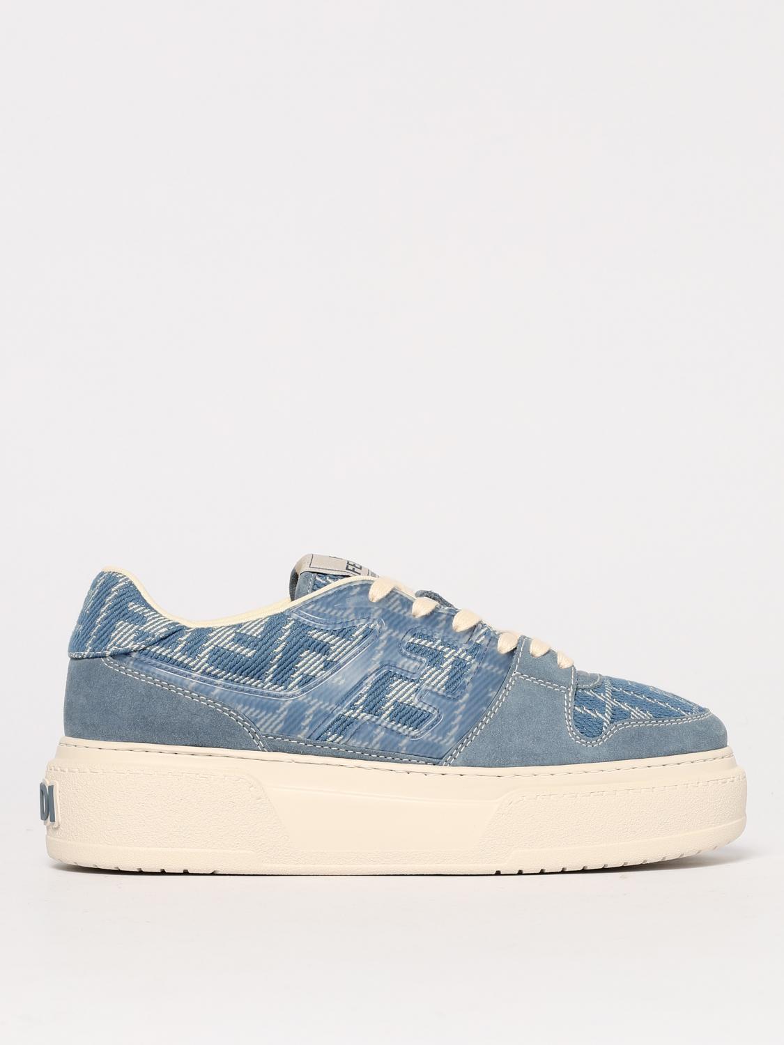 Fendi Low-top Sneakers With Contrast Stitching And Platform Sole In Grey