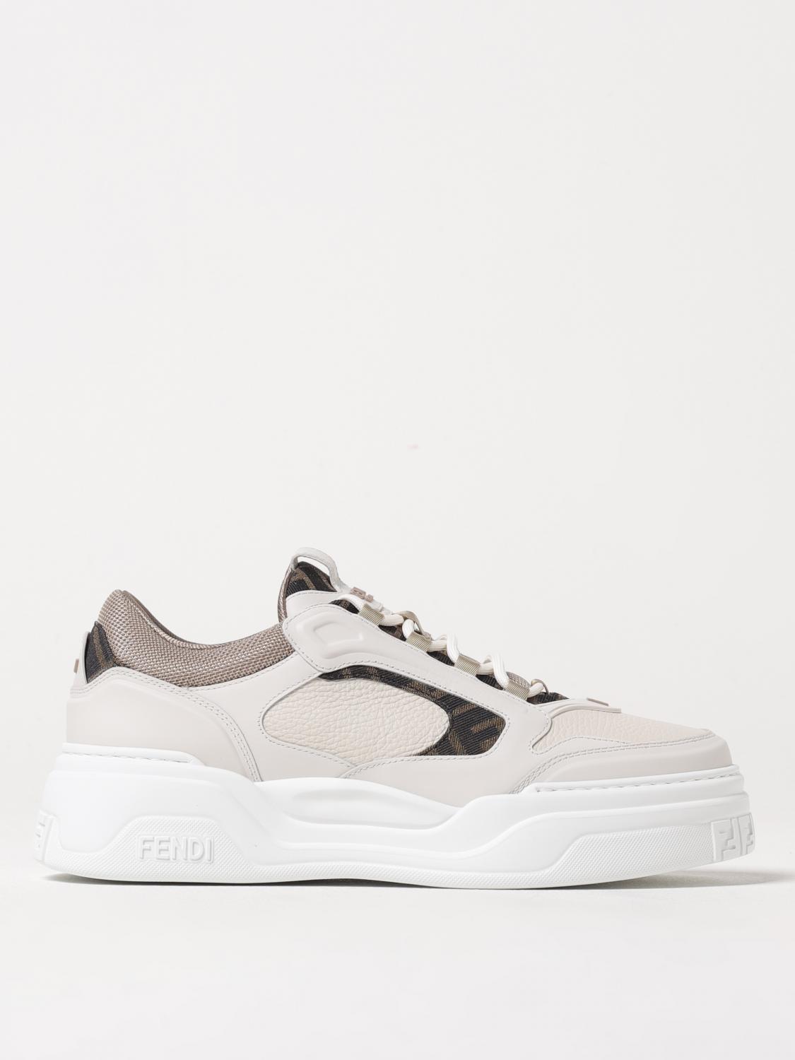 Fendi Men's Force Sneaker In White Tabacco