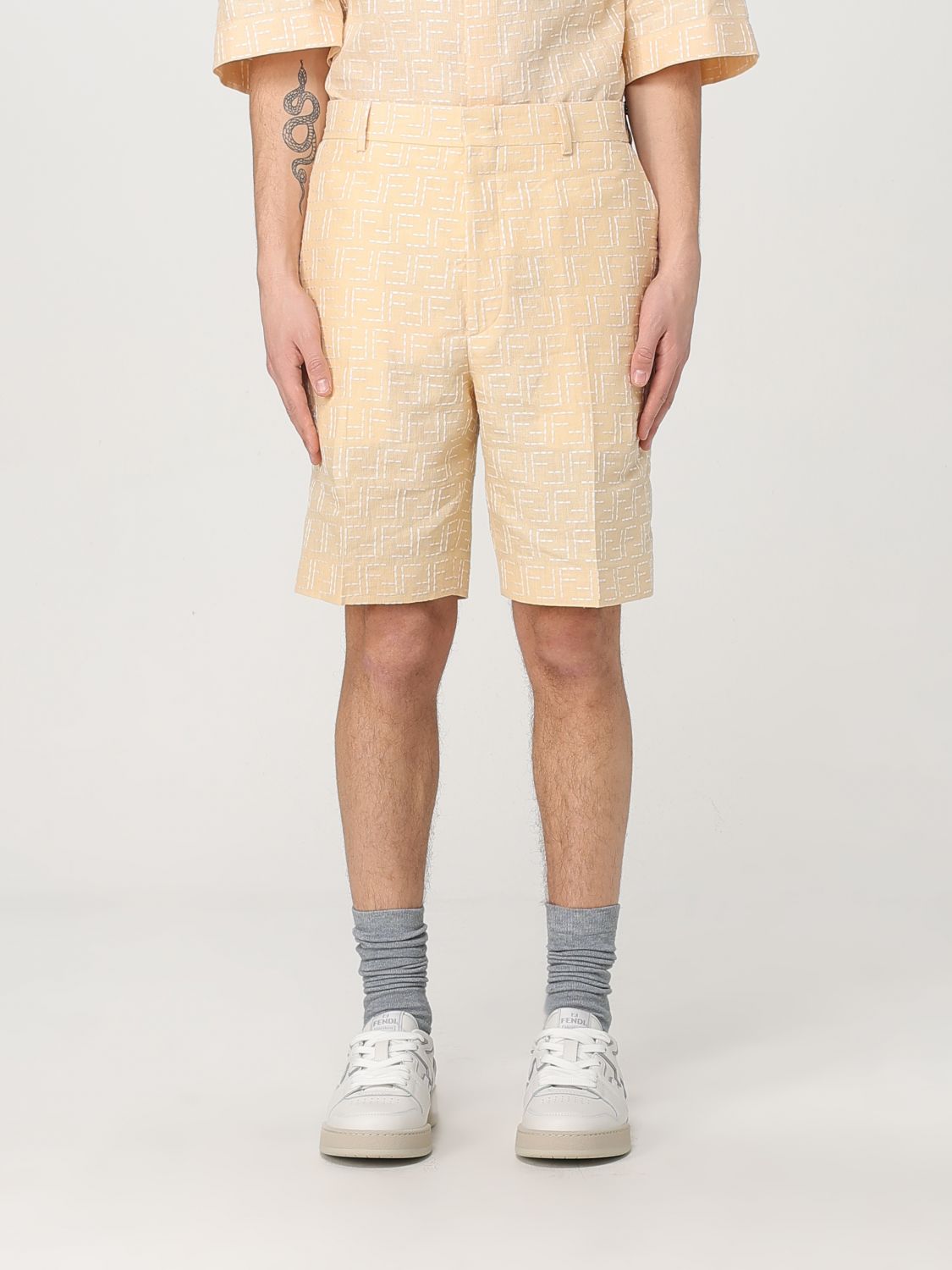 Shop Fendi Short Men In Butter