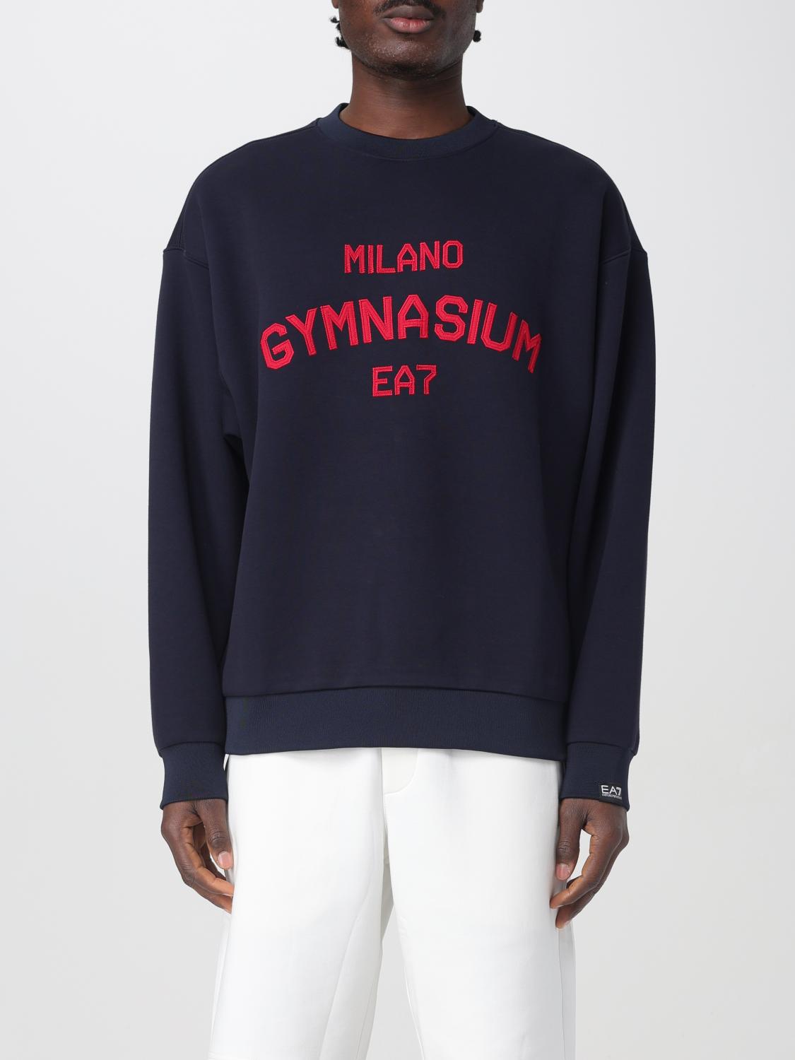 Ea7 Club House Stretch-cotton Interlock Sweatshirt In Blue