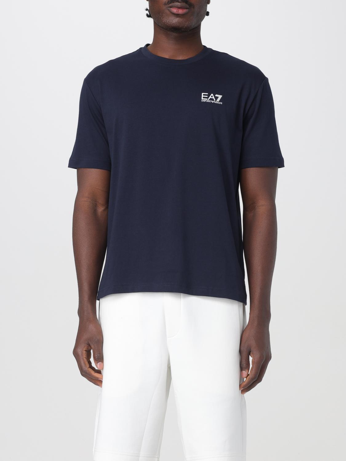 Ea7 Logo Series Cotton-jersey T-shirt In Blue