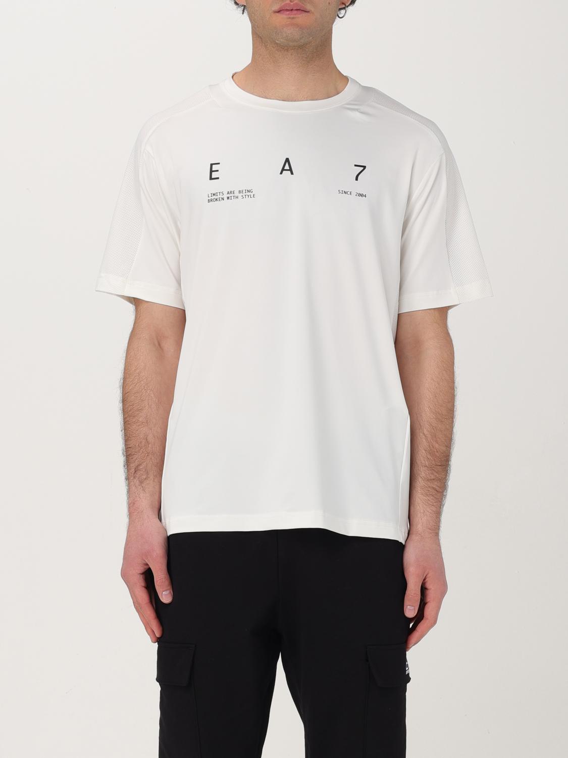 Ea7 Graphic Series Stretch Technical Fabric Crew-neck T-shirt In Natural
