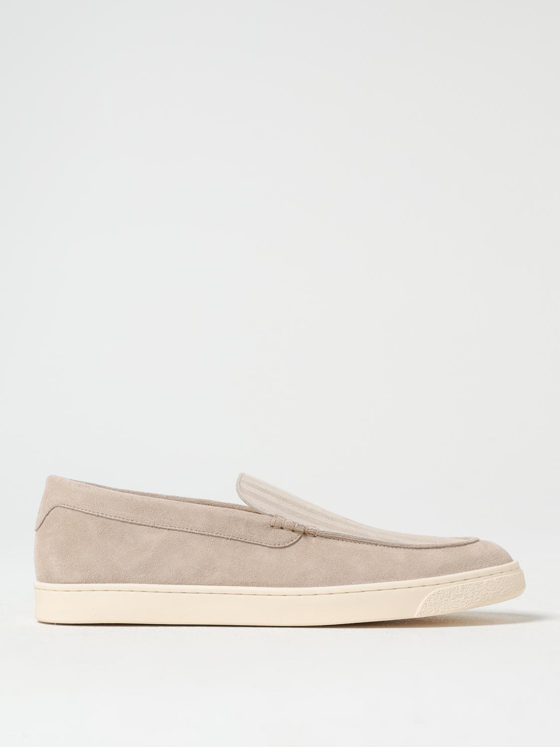 Brunello Cucinelli Light Beige Suede Slip-ons Men In Beige