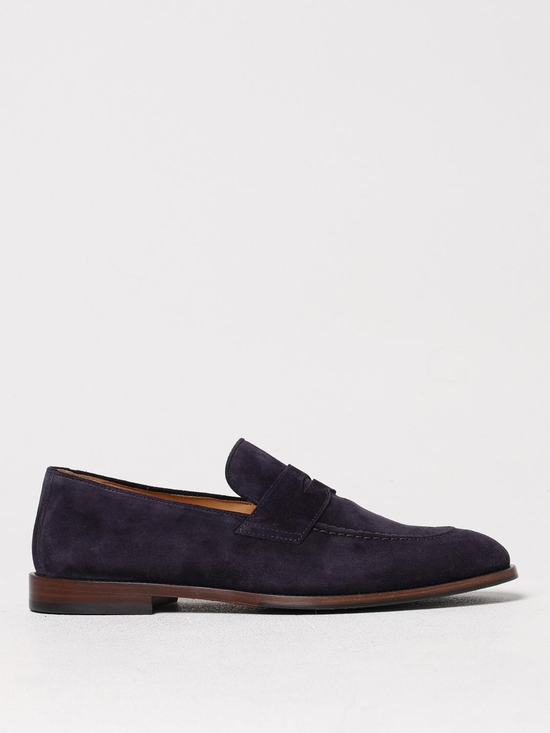 Brunello Cucinelli Suede Penny Loafers In Blue