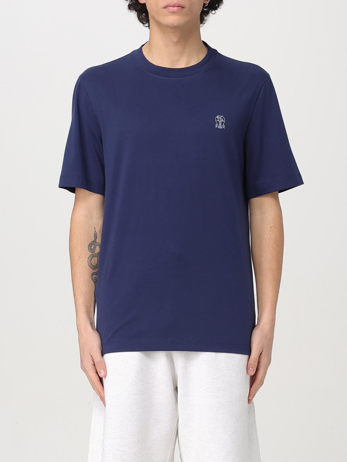 Brunello Cucinelli Men Slim Fit Crew-neck T-shirt In Lightweight Cotton Jersey In Blue