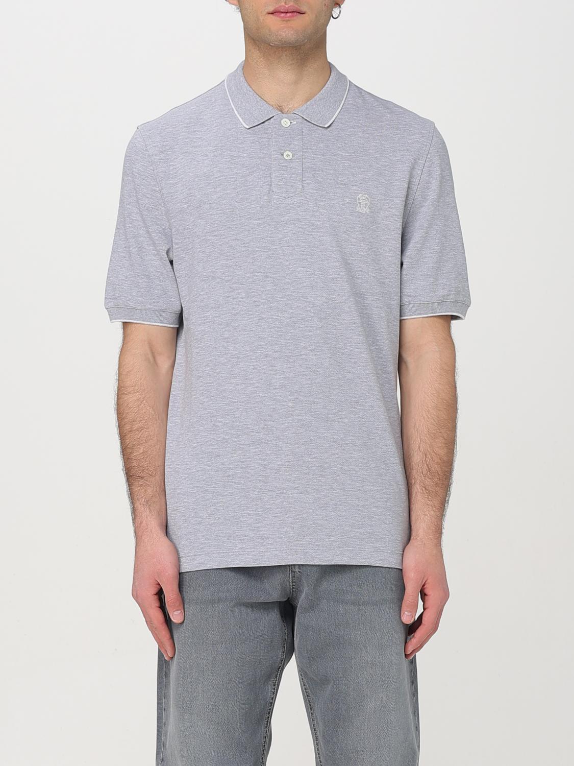 Brunello Cucinelli Mélange Piqué Cotton Polo Shirt In Grey