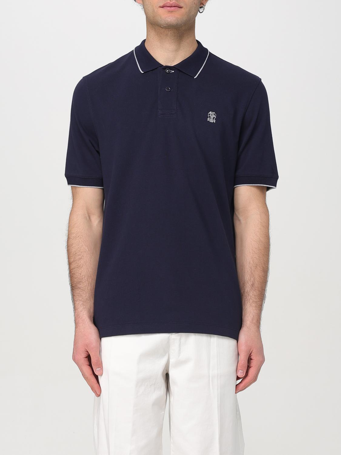 Brunello Cucinelli Logo Polo Shirt In Blue In Navy