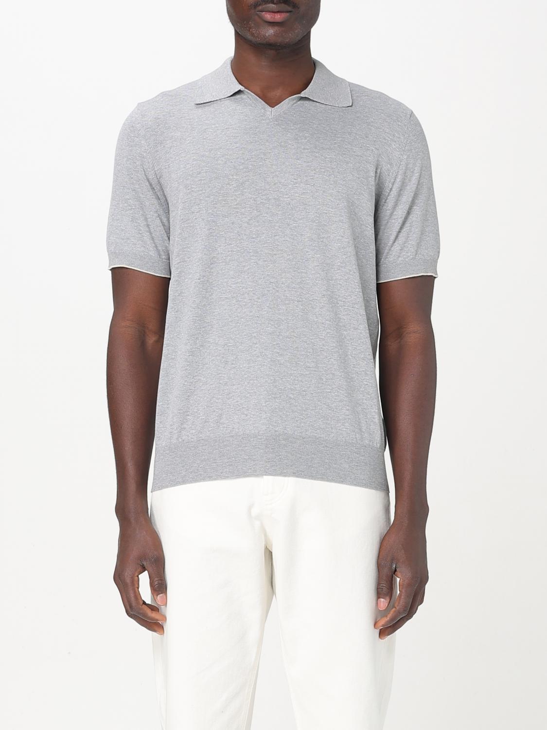 Brunello Cucinelli Fine-knit Polo Shirt In Grey