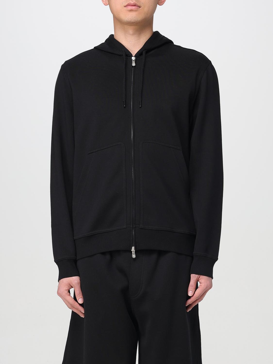 Brunello Cucinelli Zip Hoodie Sweatshirt Blue In Black
