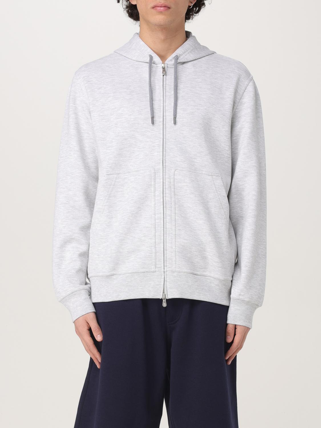 Brunello Cucinelli Grey Long Sleeves Zip-up Hoodie In Grey 1