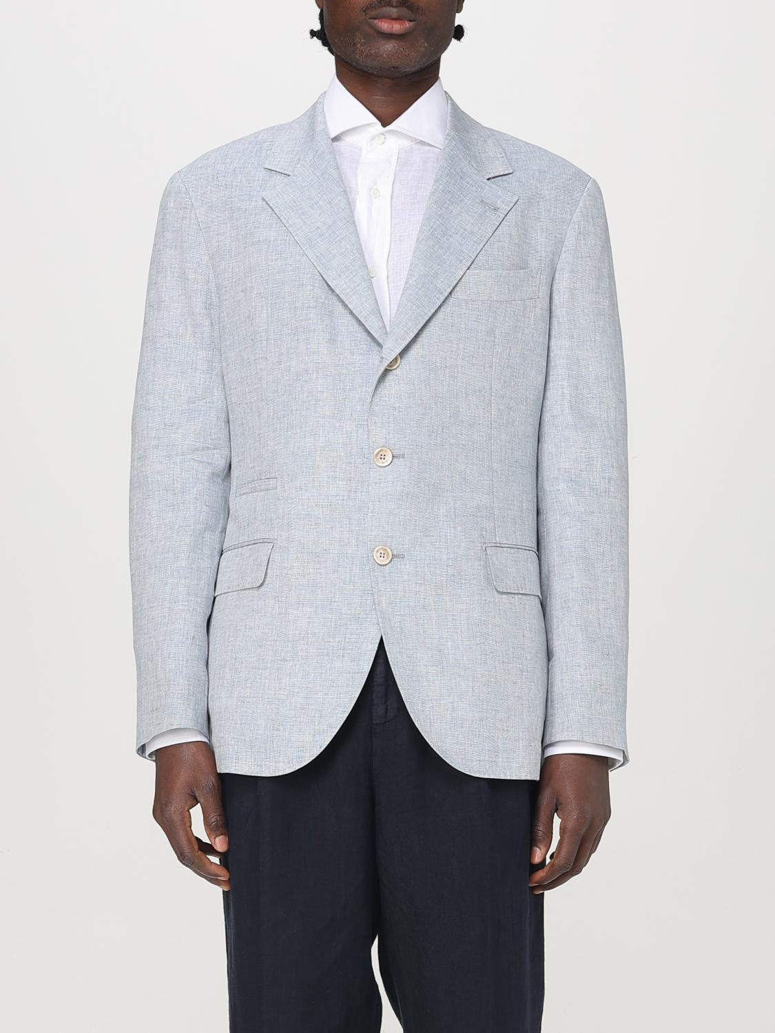 Brunello Cucinelli Blazer Men Color Gnawed Blue In Gnawed Blue
