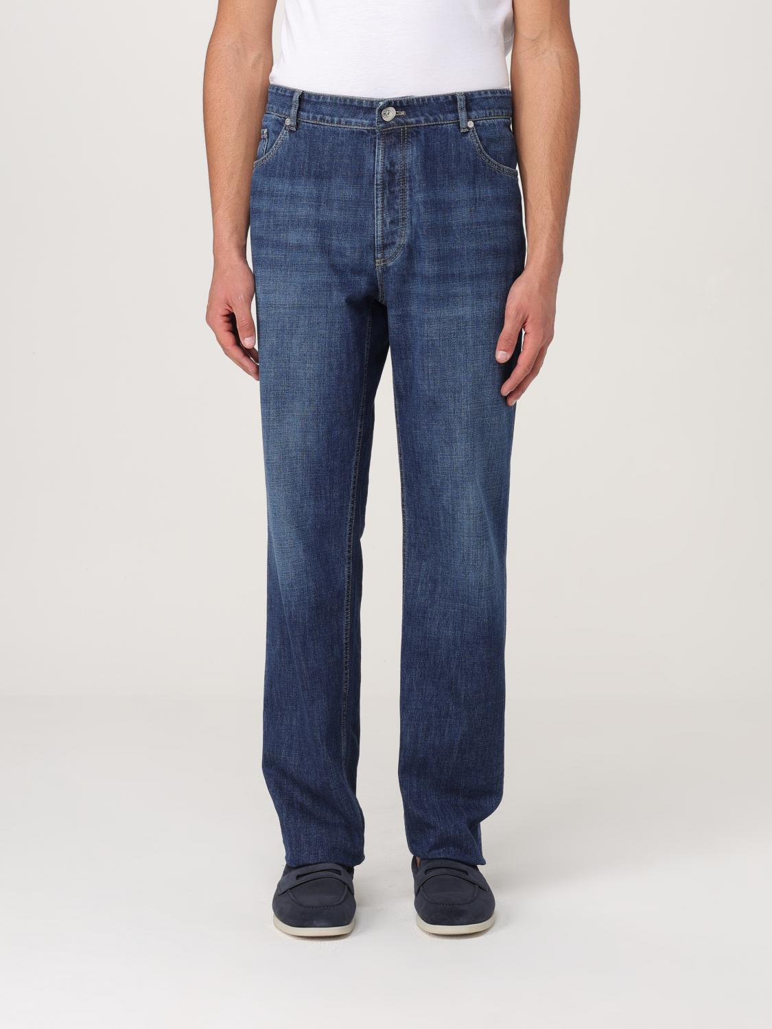 Brunello Cucinelli Dark Blue Jeans Washed Effect In Blue