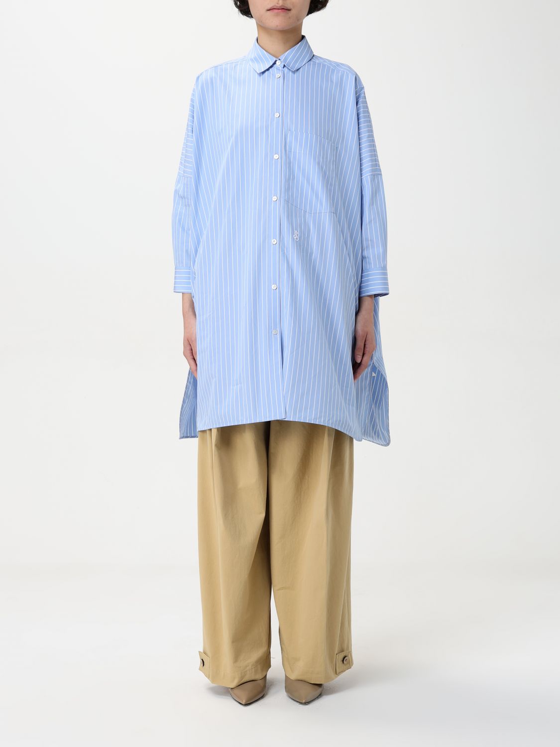 JIL SANDER SHIRT JIL SANDER WOMAN COLOR GNAWED BLUE 425422011