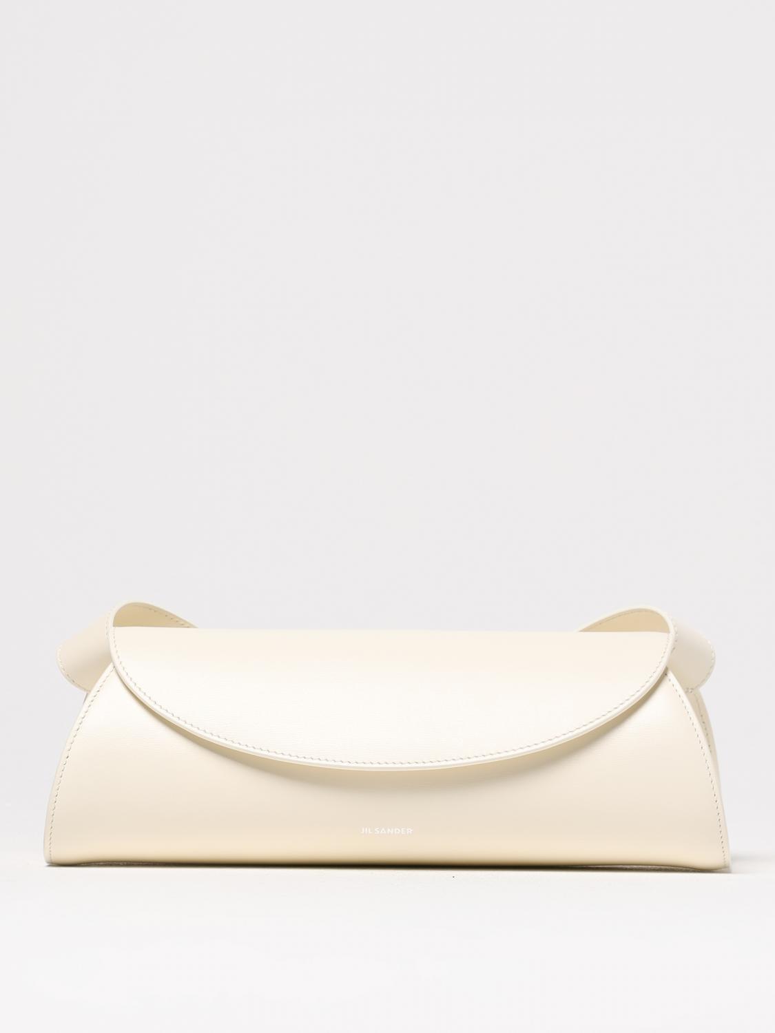Jil Sander Small Leather Shoulder Bag With Adjustable Handle In Ivory