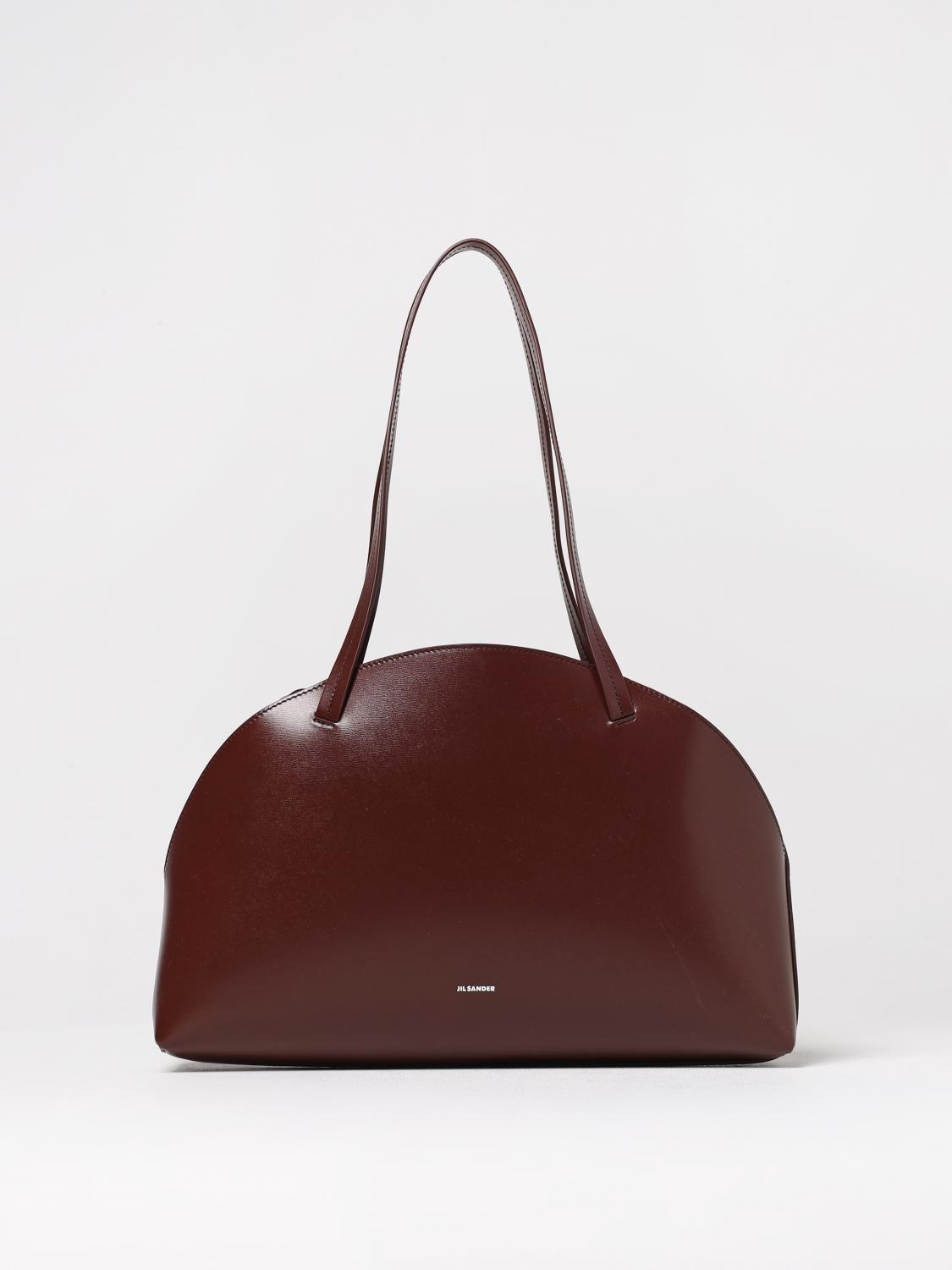 Jil Sander Chocolate Leather Medium Curve Shoulder Bag In Brown
