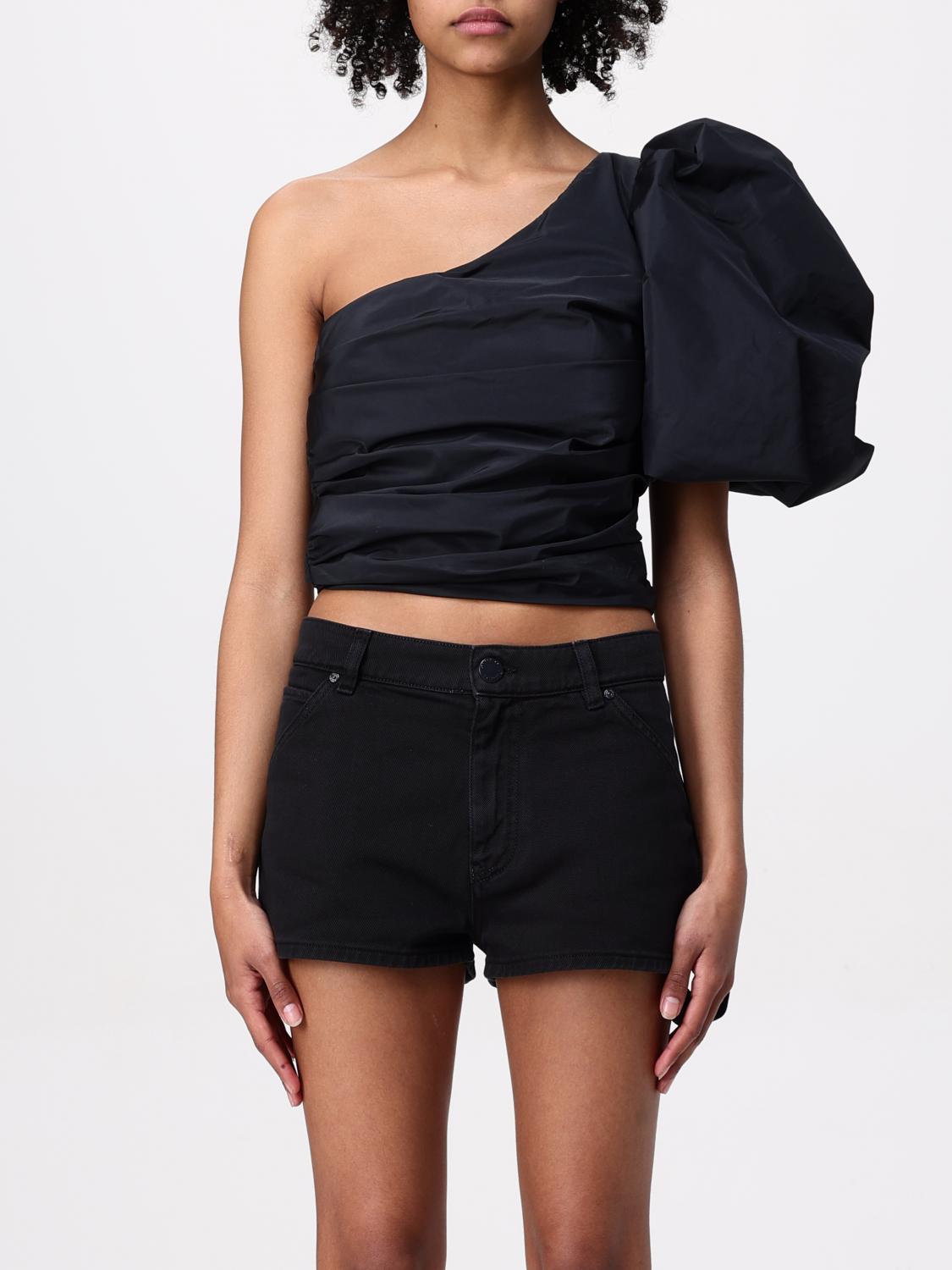 Pinko Draped One-shoulder Top Ruched Detailing In Black