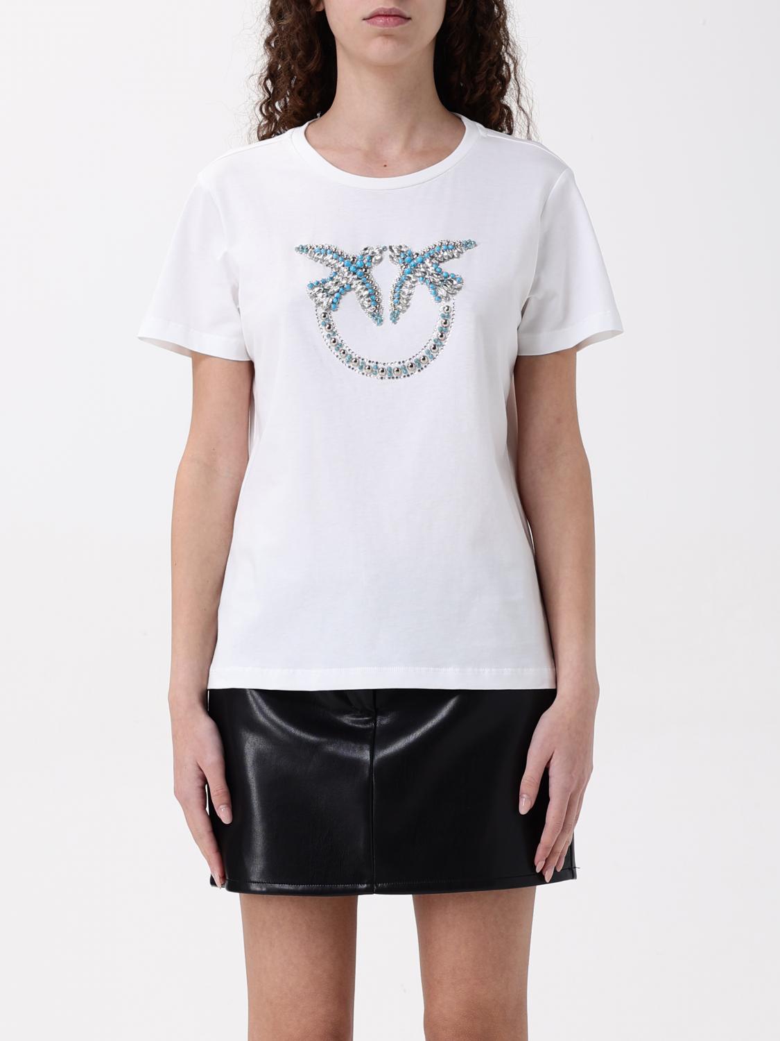 Pinko Embellished Love Birds T-shirt In White