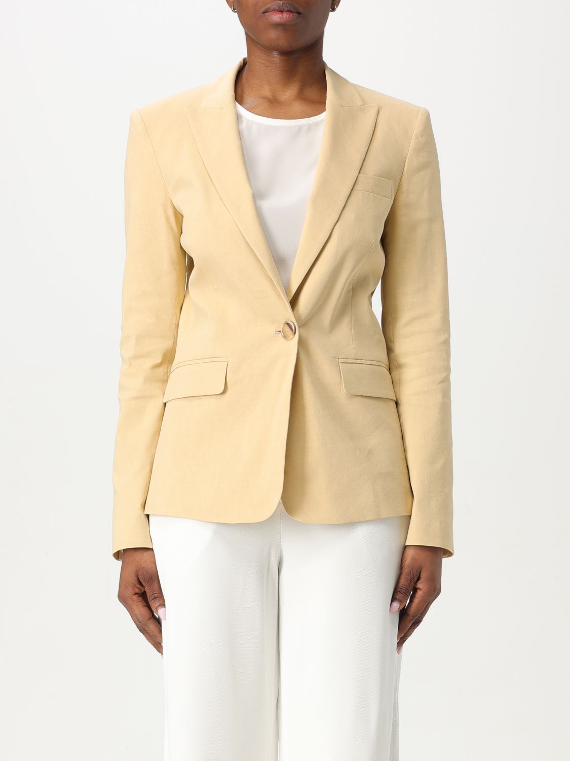 Pinko Yellow Tailored Jacket With Notched Lapels In Yellow