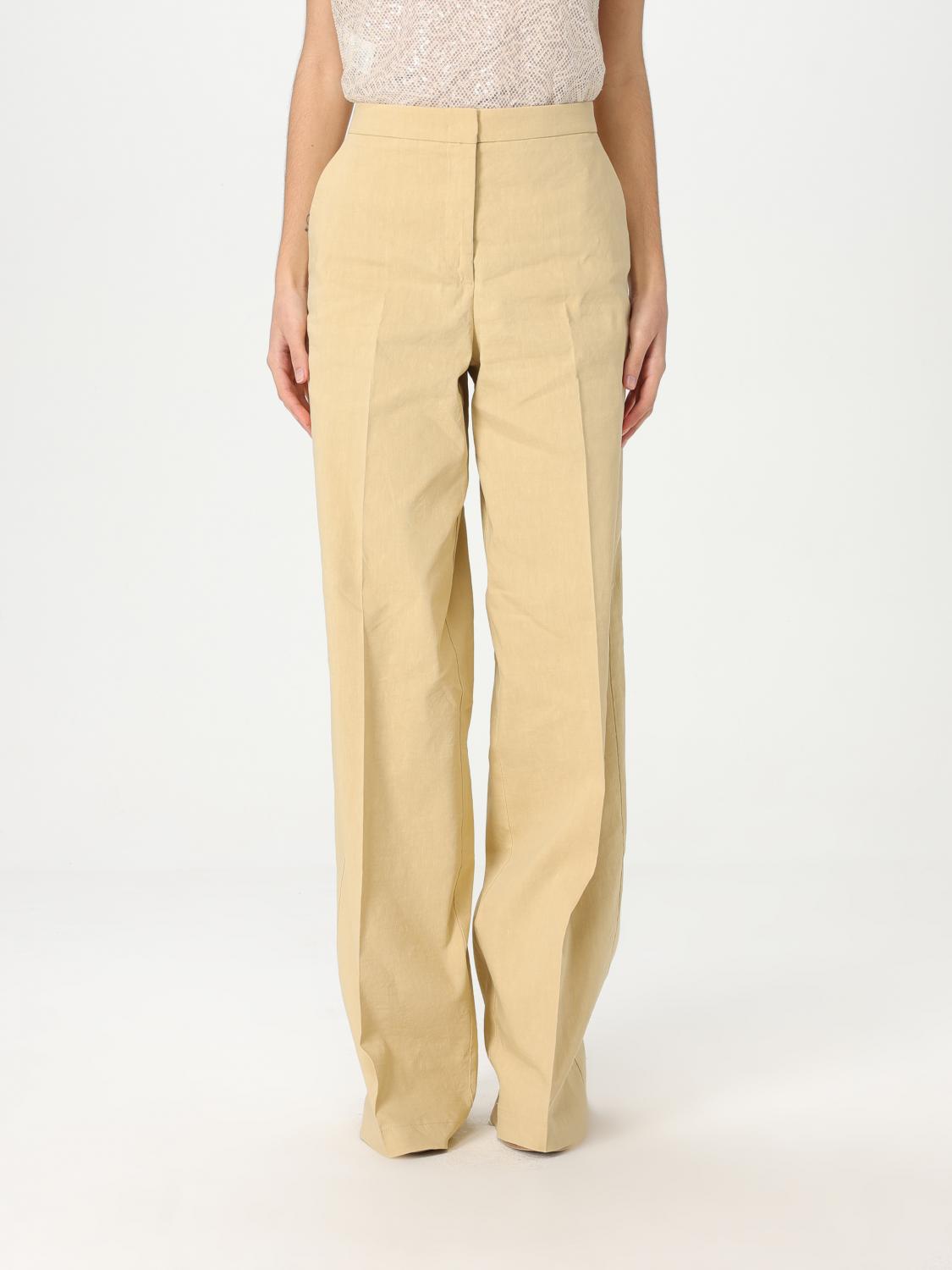 Shop Pinko Pants Woman Color Yellow