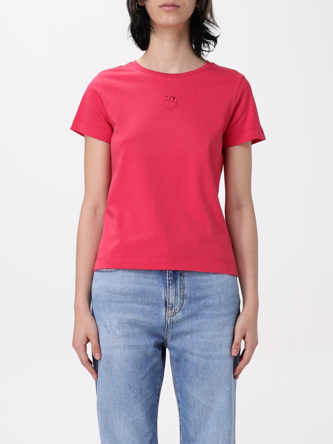 Pinko Love Birds-embroidered T-shirt In Red