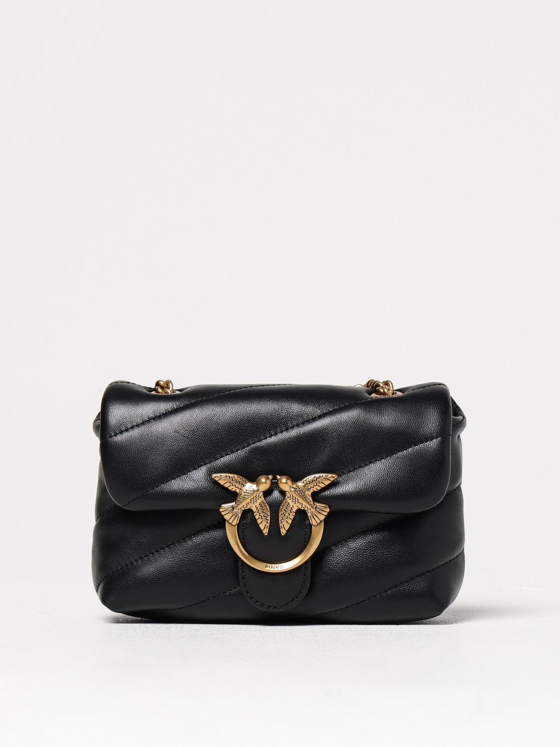 Pinko Love Baby Puff Leather Crossbody Bag In Black