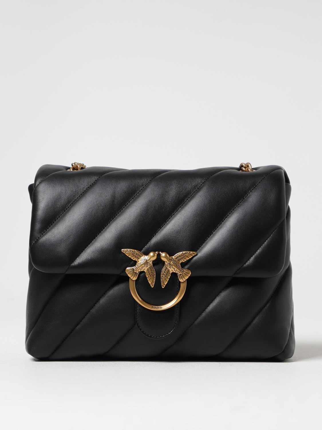 Pinko Love Puff Big Cl Sheep Nappa Shoulder Bag In Black