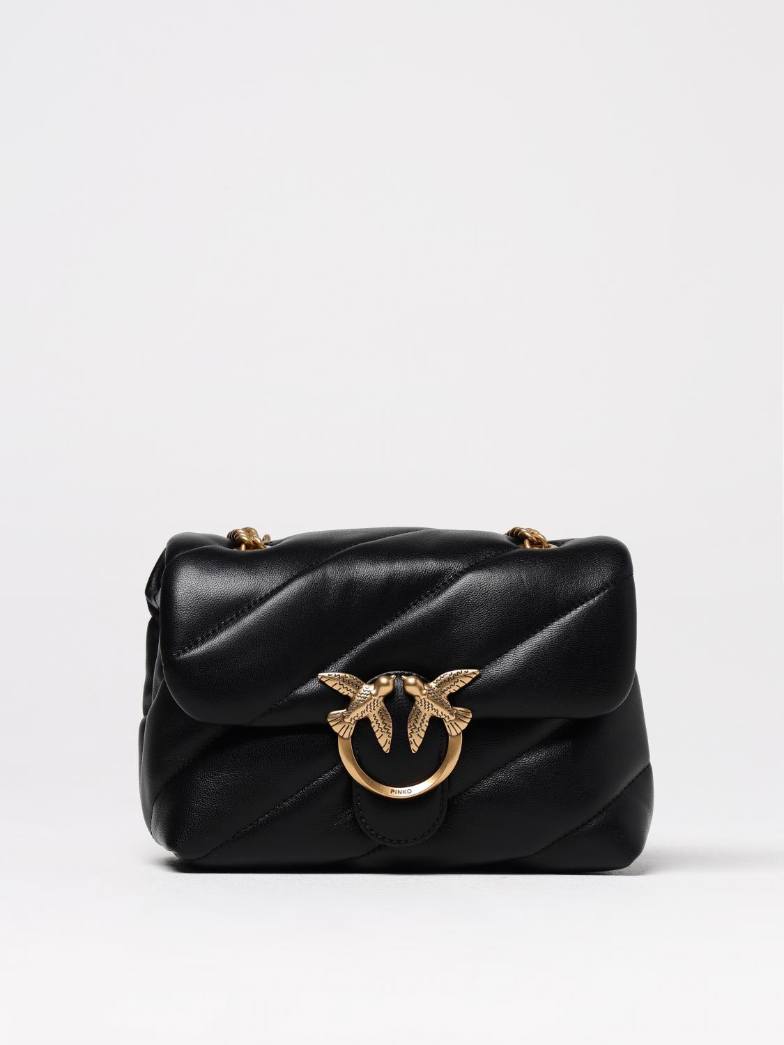Pinko Love Baby Puff Leather Crossbody Bag In Black