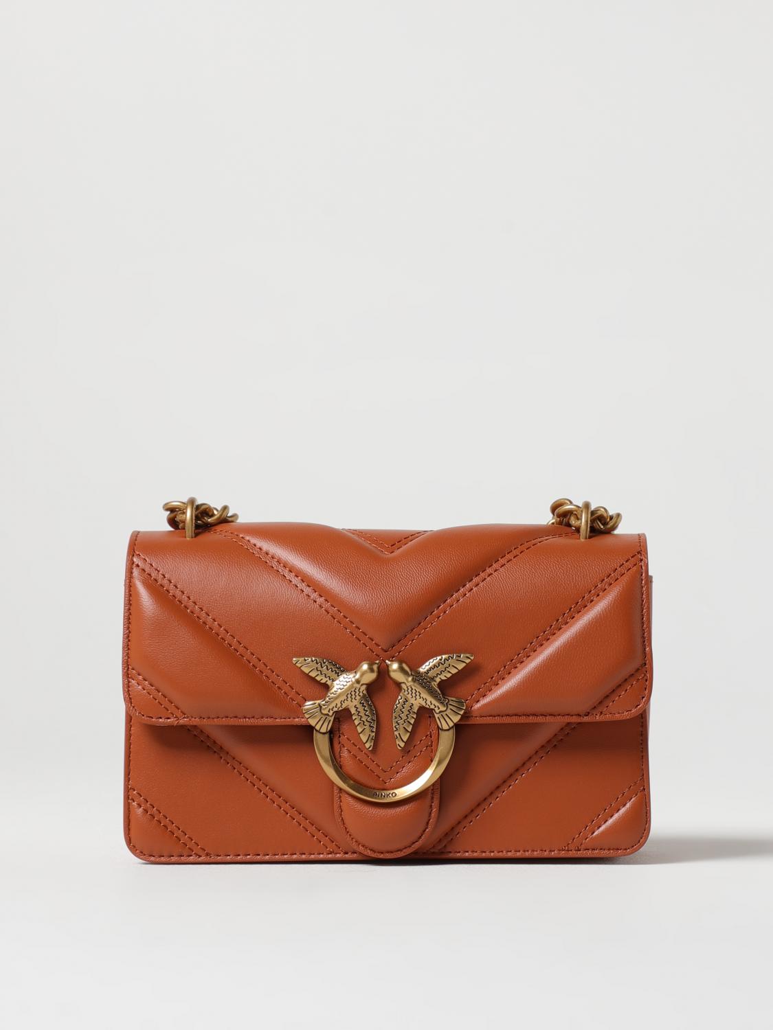 Pinko Mini Love One Crossbody Bag In Brown