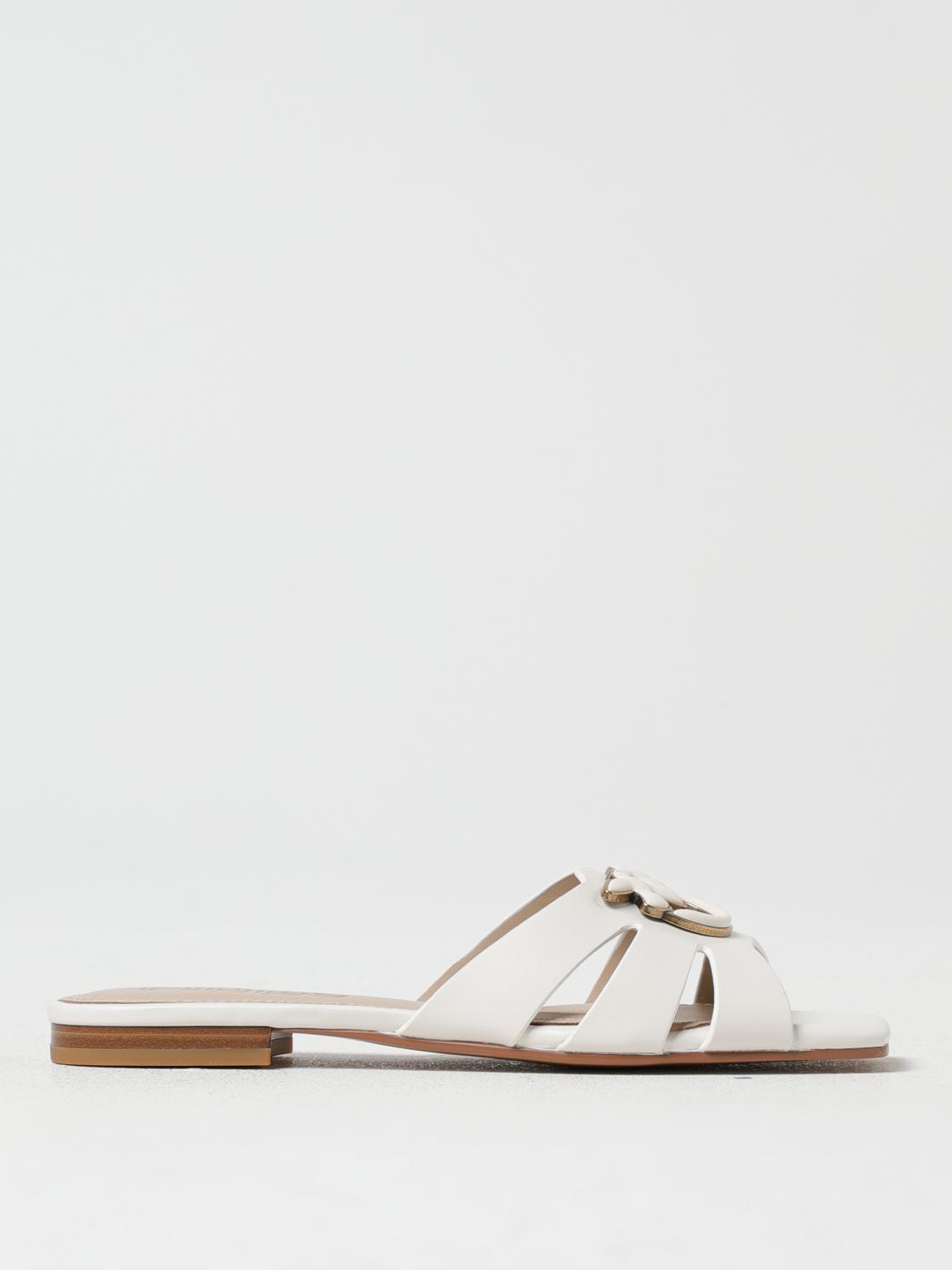 Shop Pinko Flat Sandals Woman Color White