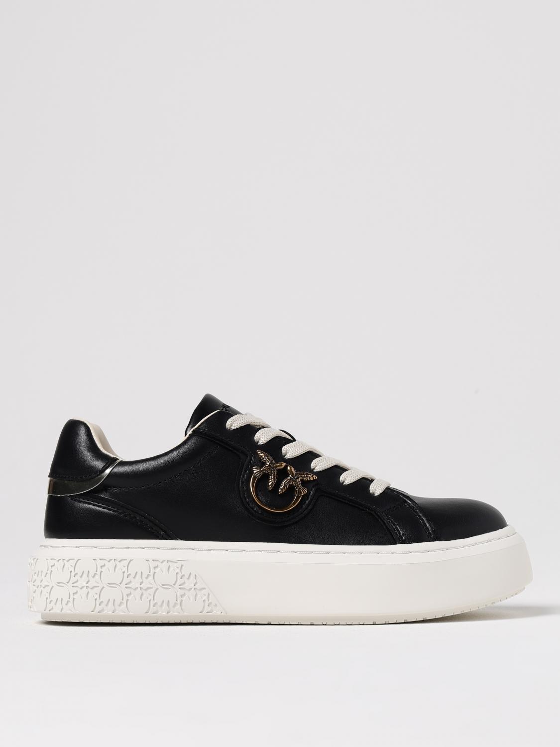 Pinko Monogram Detail Platform Sneakers With In Black