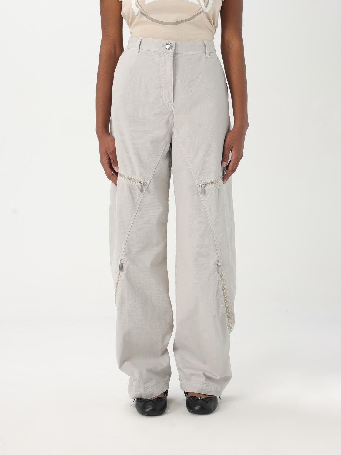 Pinko High-waisted Wide-leg Pants With Zippered Pockets In Pearl