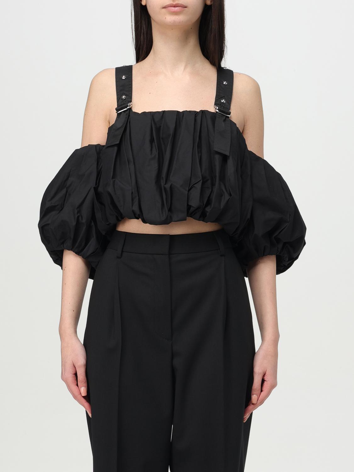 Pinko 'raul' Black Top With Adjustable Straps And Removable Sleeves In Black