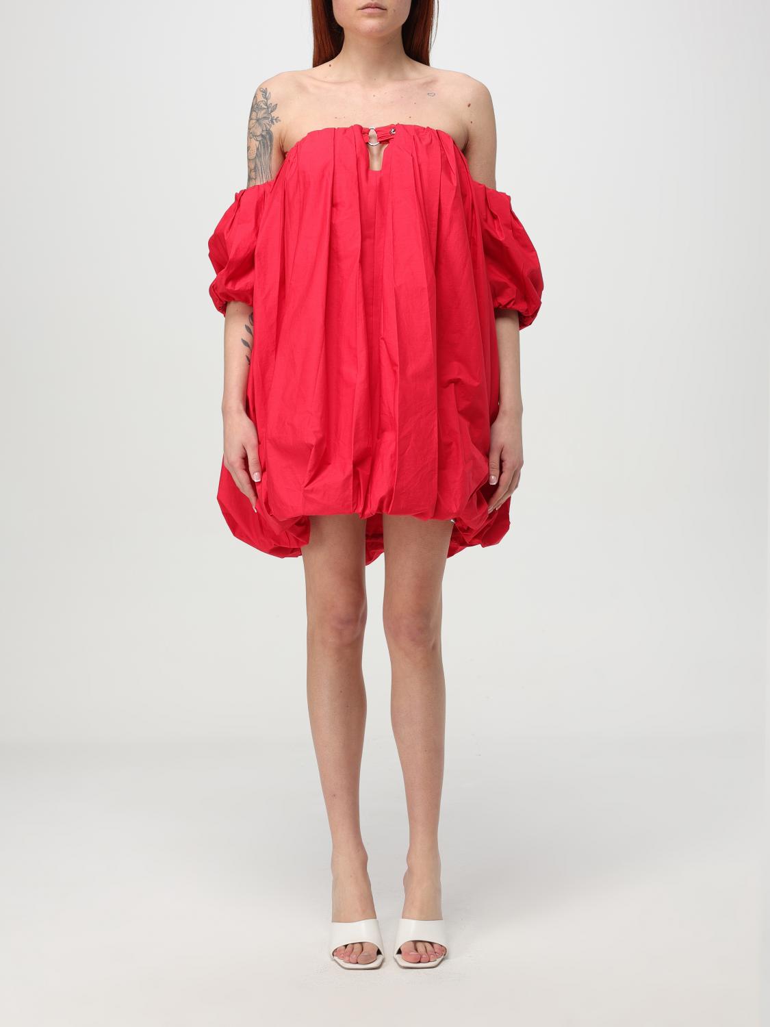 Pinko Red Off-shoulder Mini Dress In Red