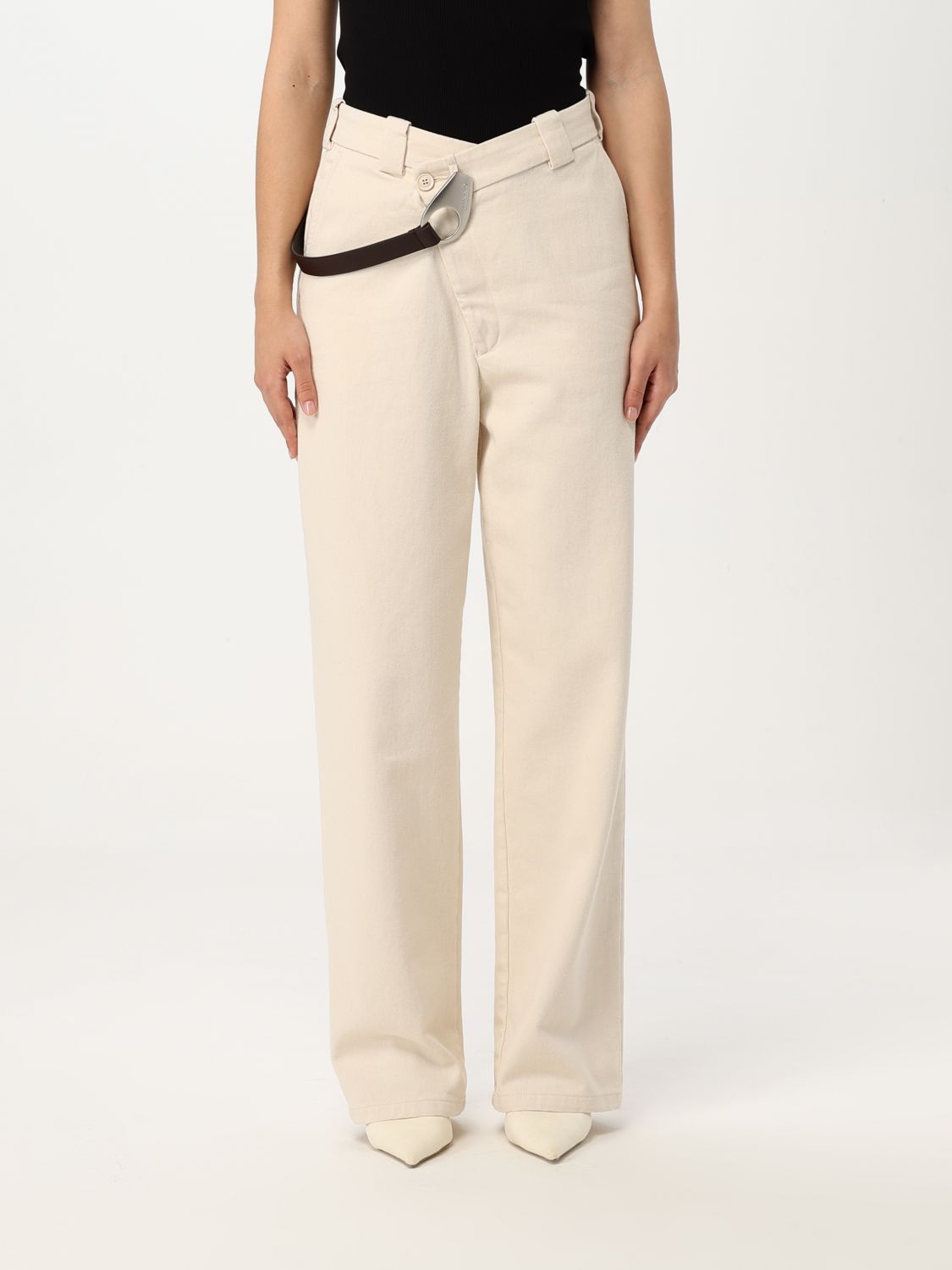 Pinko X Patrick Mcdowell Crossover Belted Trousers In Beige