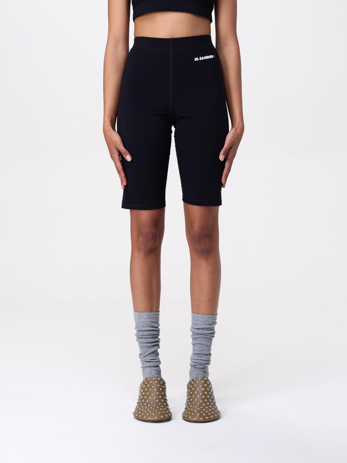 Jil Sander Logo Elastic Waistband Stretch Cyclists Shorts In Black