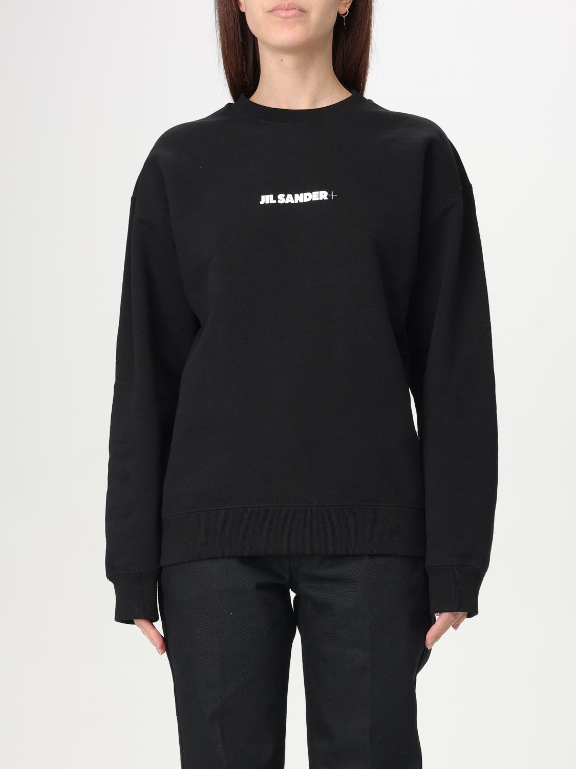 Jil Sander Black Cotton Crewneck Sweatshirt With Logo In Black