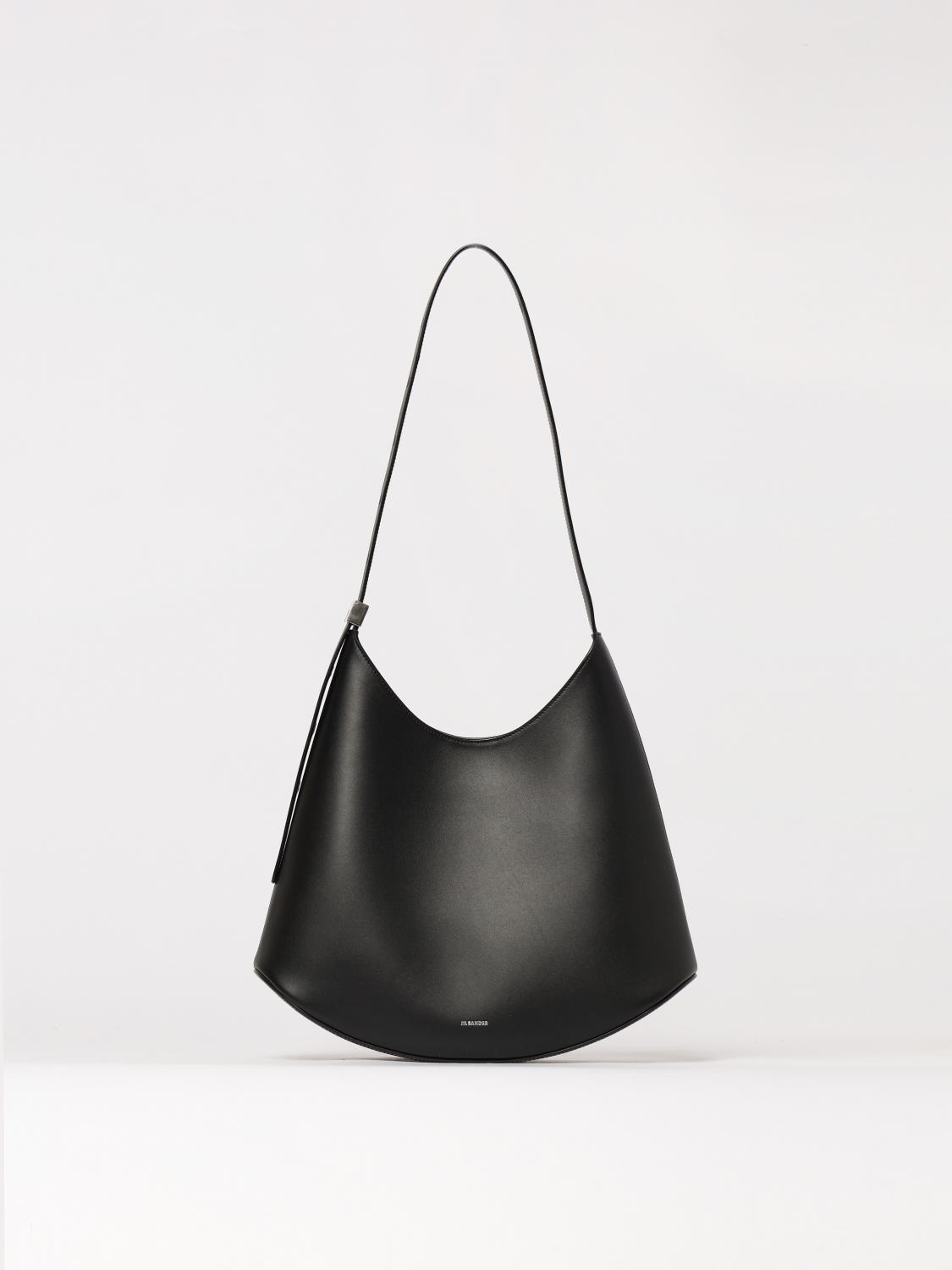 Jil Sander Medium Eldorado Black Leather Bag In Black