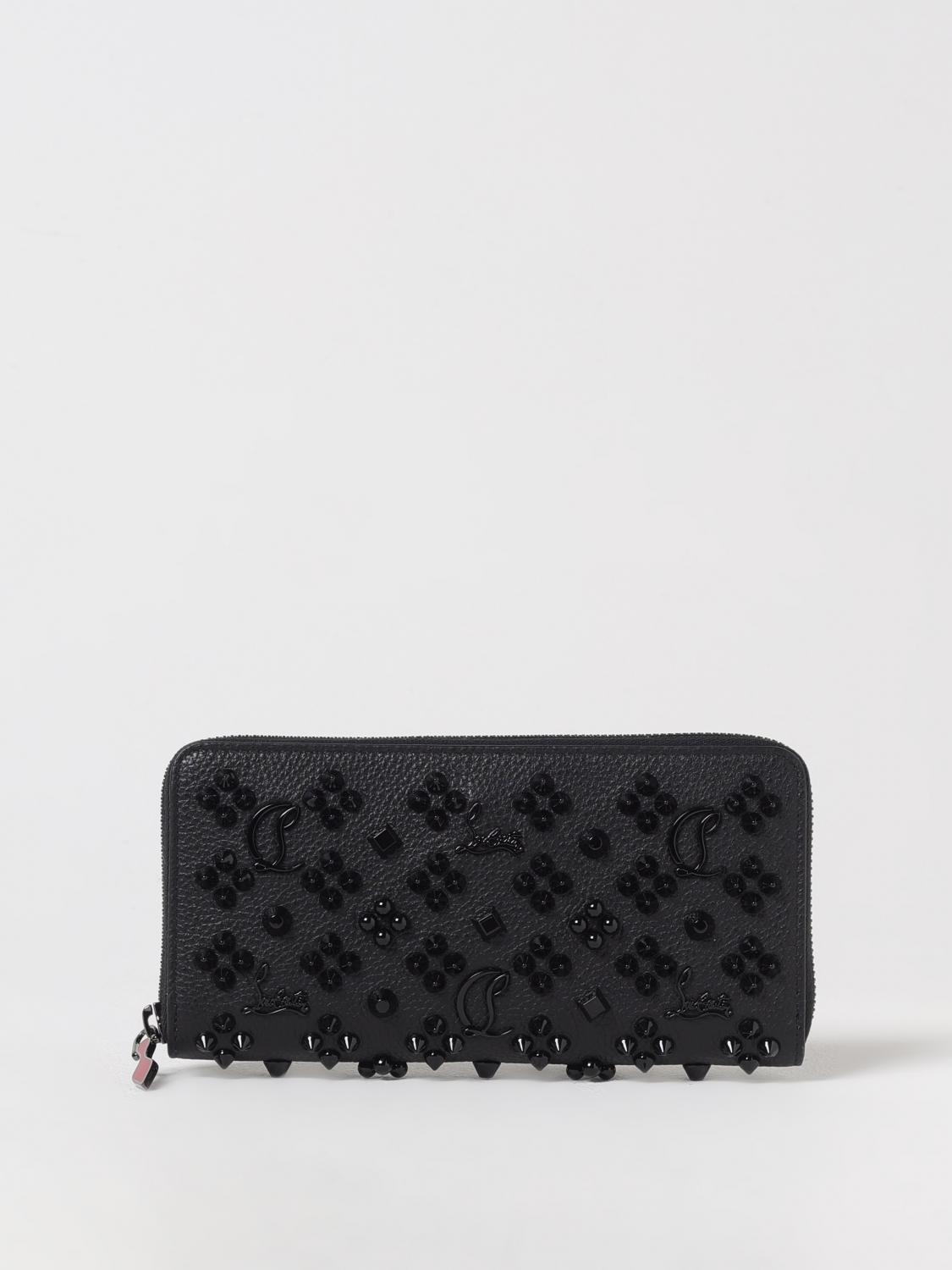 Christian Louboutin Panettone Studded Zip-around Wallet In Black