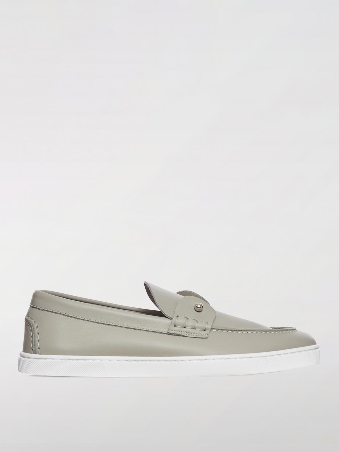 Christian Louboutin Men's Calf Leather Flat Shoes In Grey