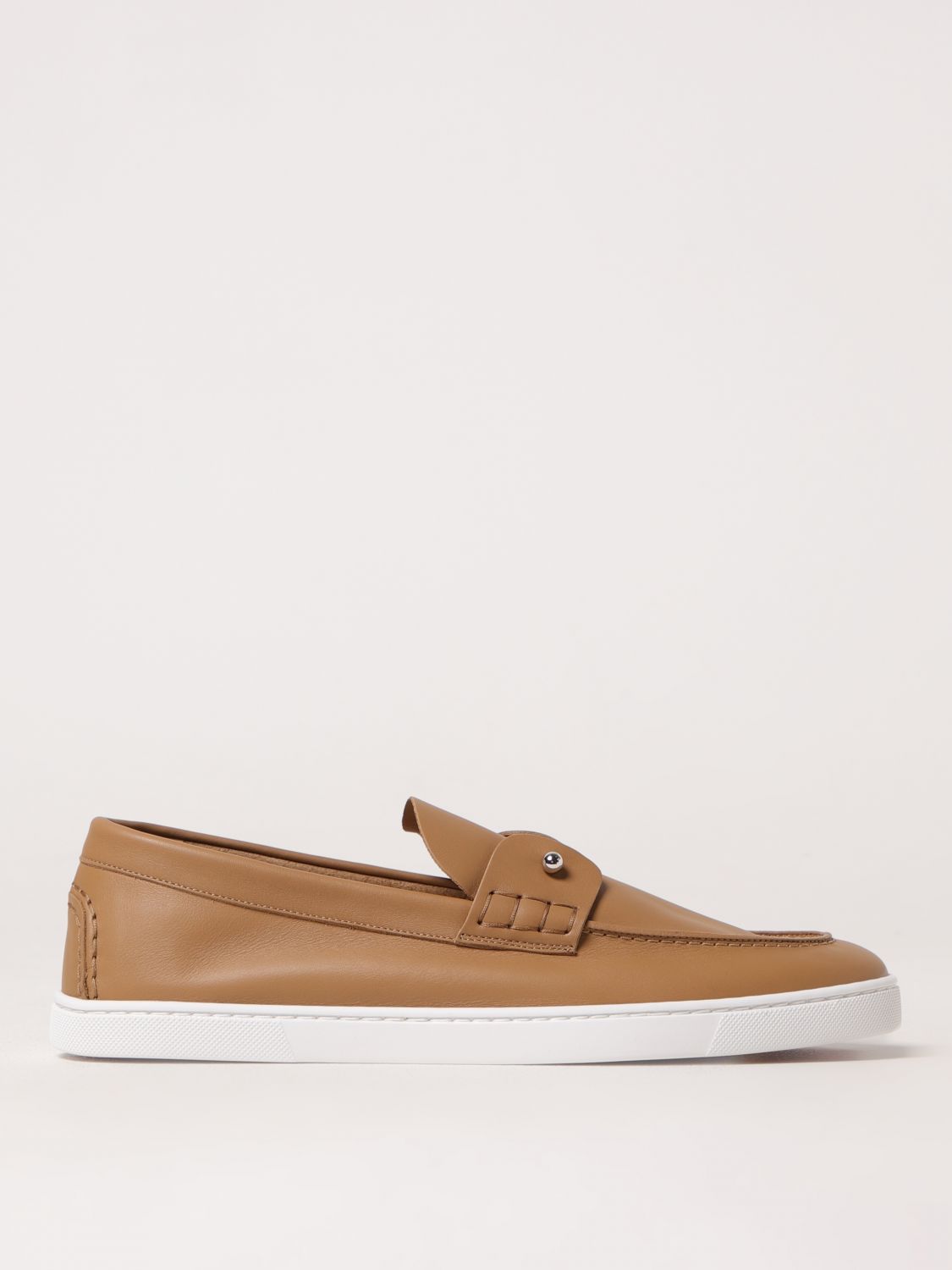 Christian Louboutin Chambeliboat Leather Loafers In Brown