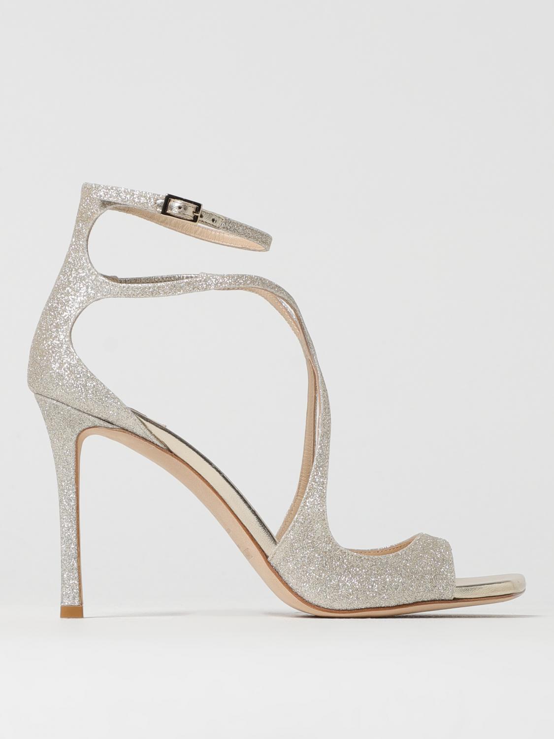 Jimmy Choo Azia 75 Metallic Leather Sandals In Silver