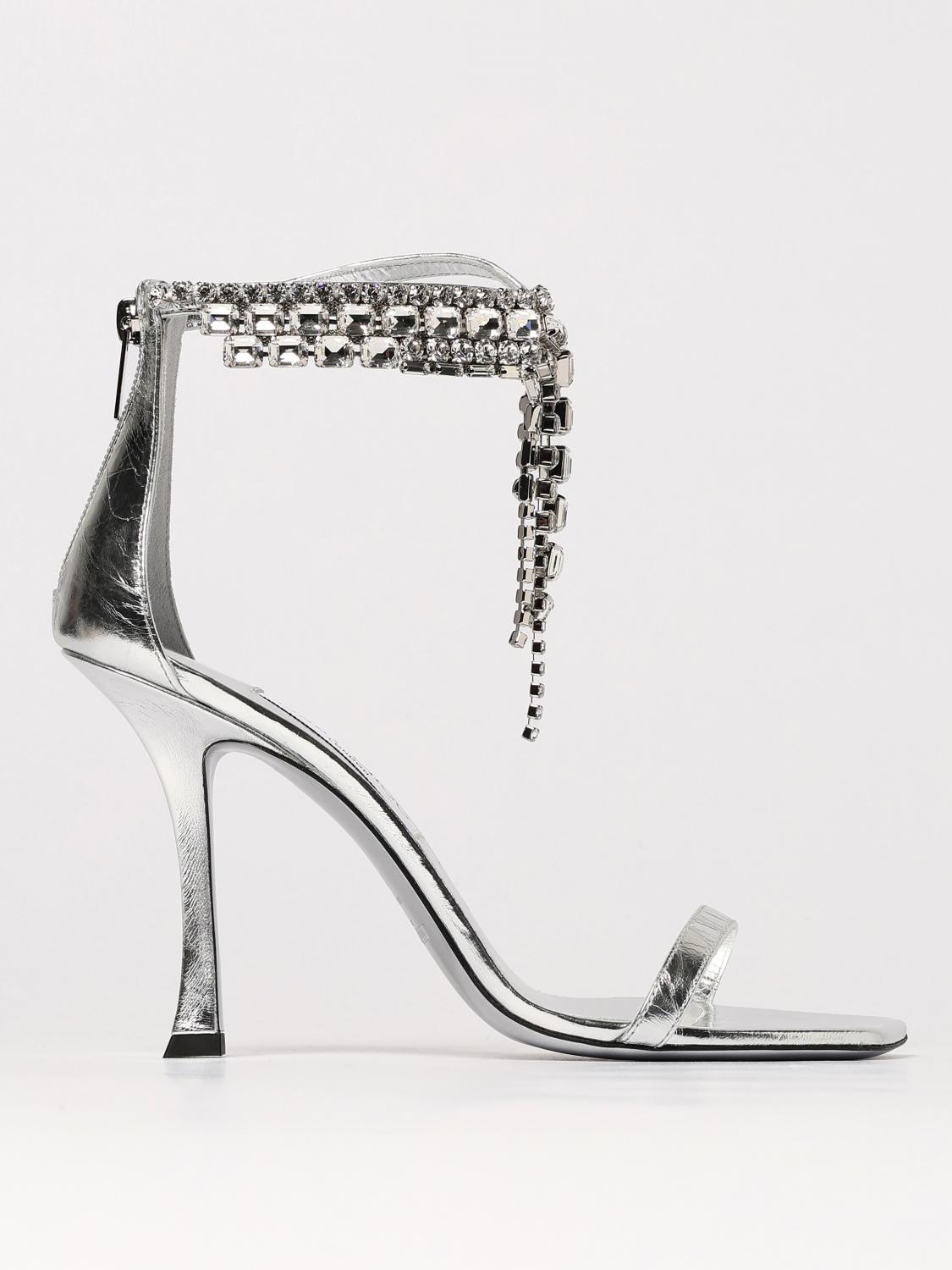Jimmy Choo 'verity' Metallic Sandals With High Stiletto Heel In Silver