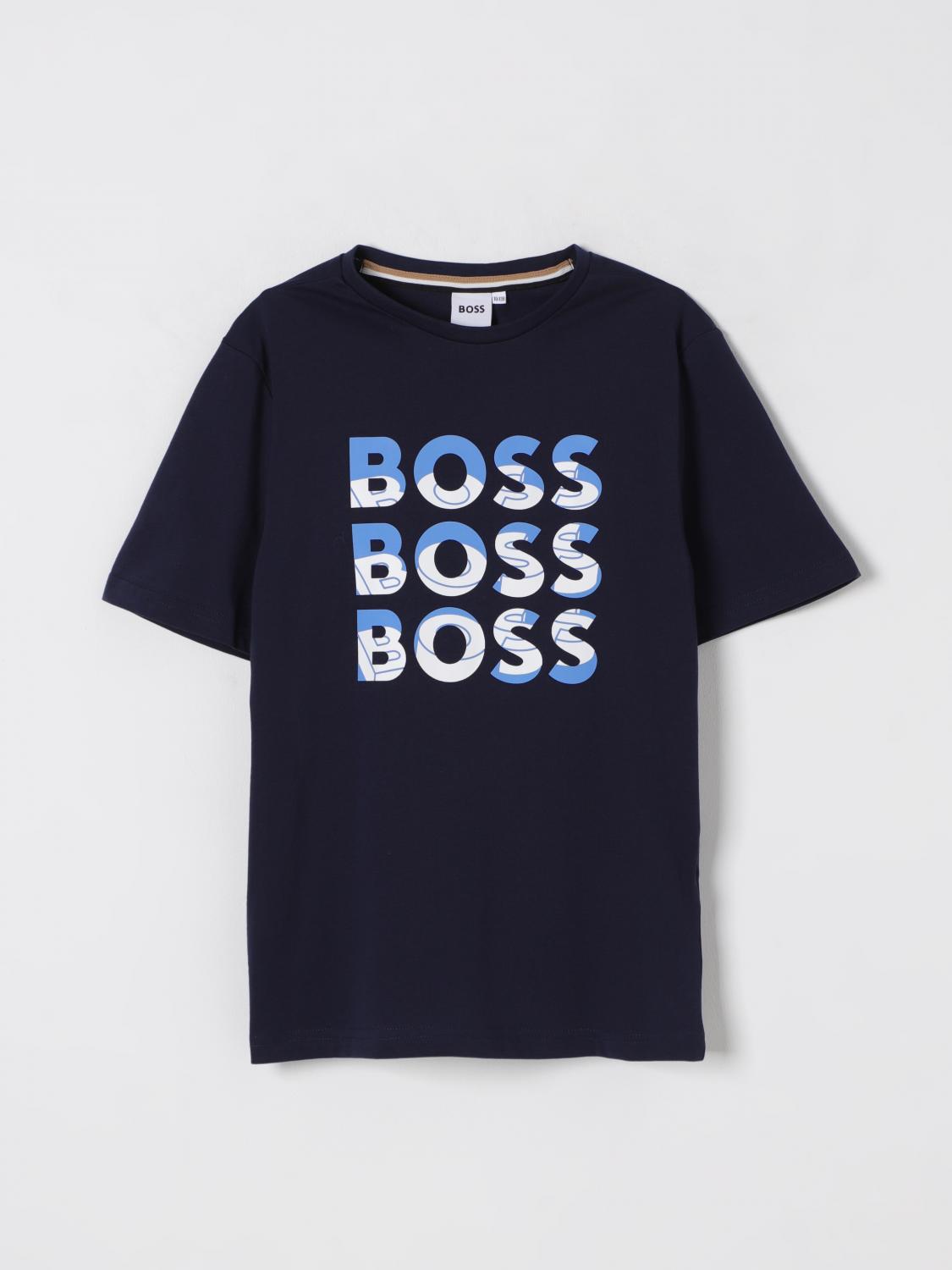 Hugo Boss Boss Kids Logo T Shirt In Navy