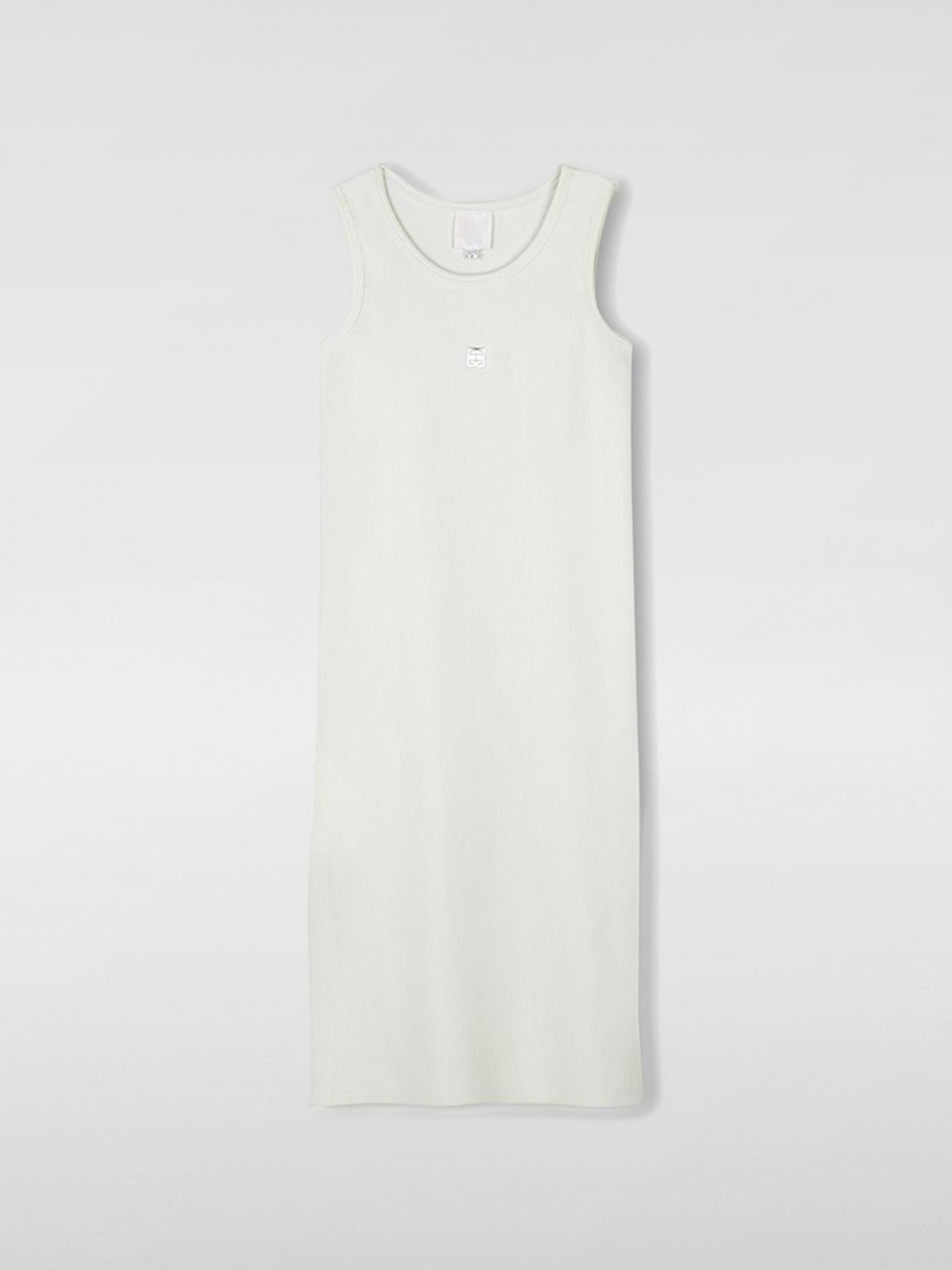 Givenchy White Sleeveless Ribbed Dress With 4g Logo In Green