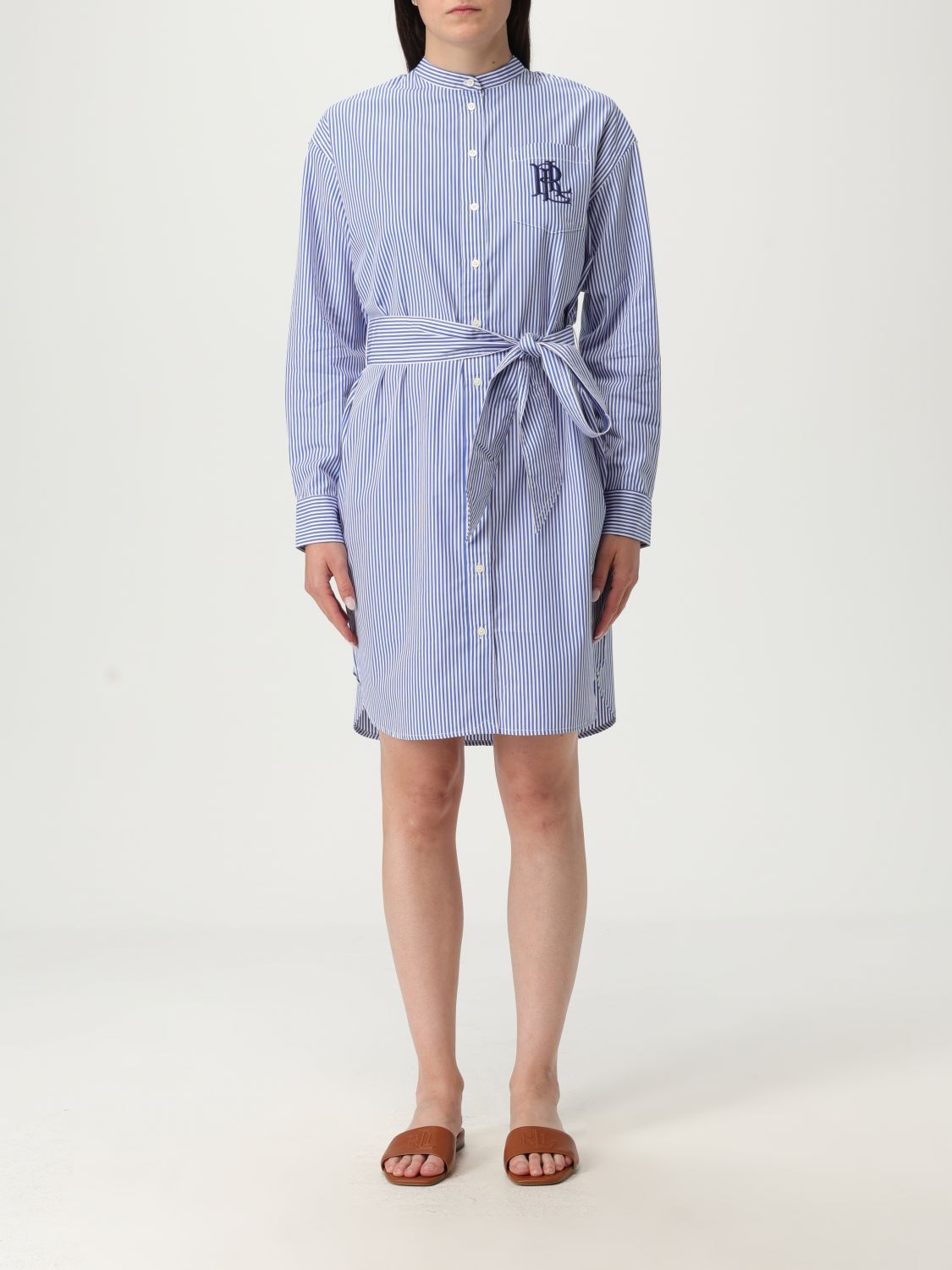 Ralph Lauren Kinley Long Sleeve Day Dress In Blue
